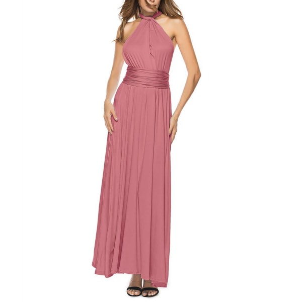 Damebandasje Multi Way Wrap Convertible Maxi Dress Brudepike Z lotus pink L