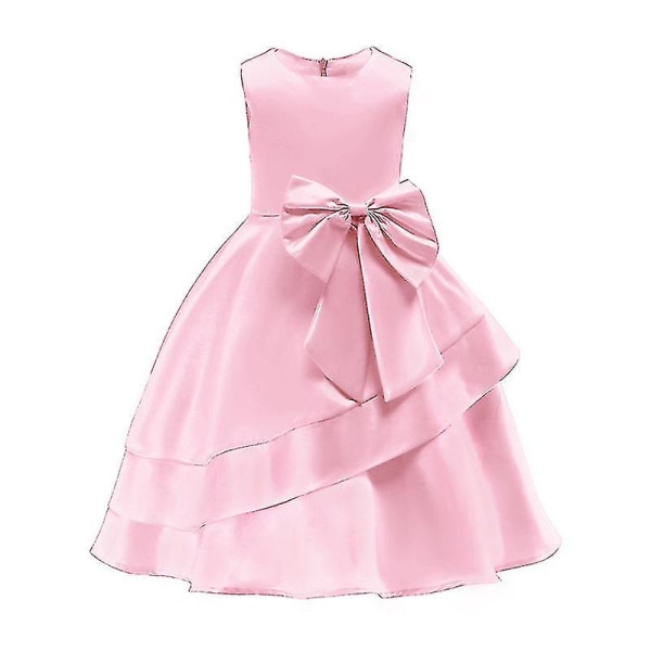 Flickor Swing Dress Bröllop Blomma Barn Kvällsfest Elegant Princess Gown-r Pink 3-4 Years