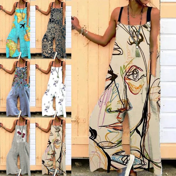 Jumpsuits for kvinner med brede ben Bohemian Long Pants Z X Sky Blue M