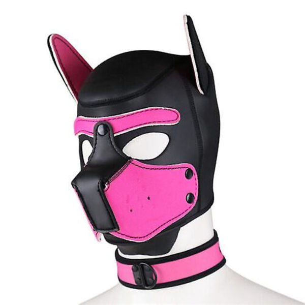 Carnival Puppy Mask Andas huvudbonader Cosplay Animal Head Mask rose Red Dog head mask collar