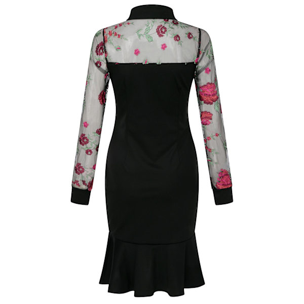 Kvinnor Eleganta festklänningar Blommönster Print Bodycon Klänning Ruffle Fåll lit Design C Red S