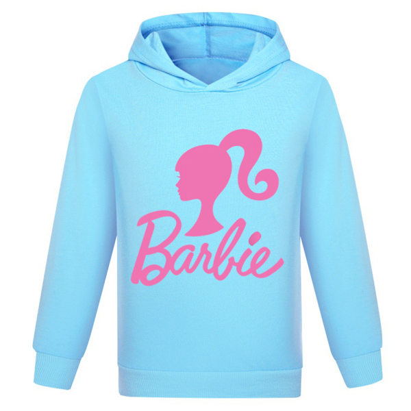 Barbie 3D-trykket barnehuddyjakke kappe tegneserie langarmet lyseblå V. light blue 150cm