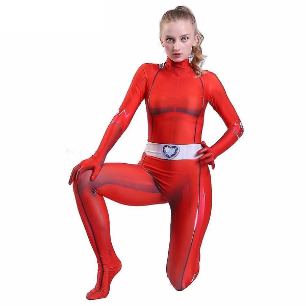 Totally Spies Cosplay-asu naisille ja tytöille Anime Clover Sam Alex Bodysuit Zentai W Red Adult 2XL
