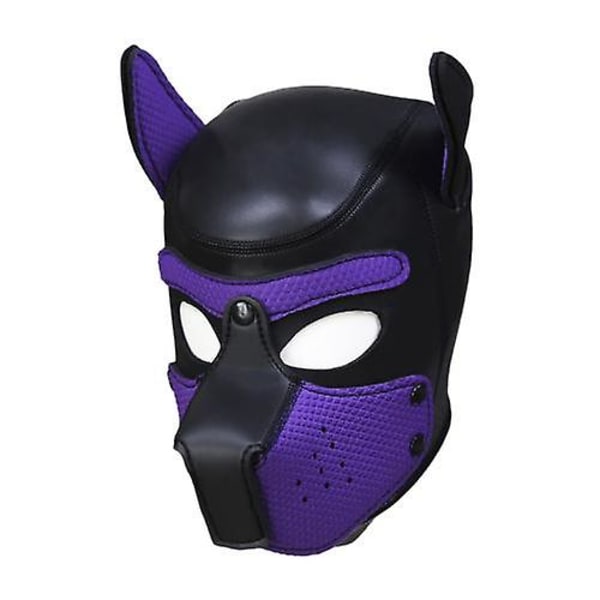 Carnival Puppy Mask Hengittävä päähine Cosplay Animal Head Mask Purple dog head mask