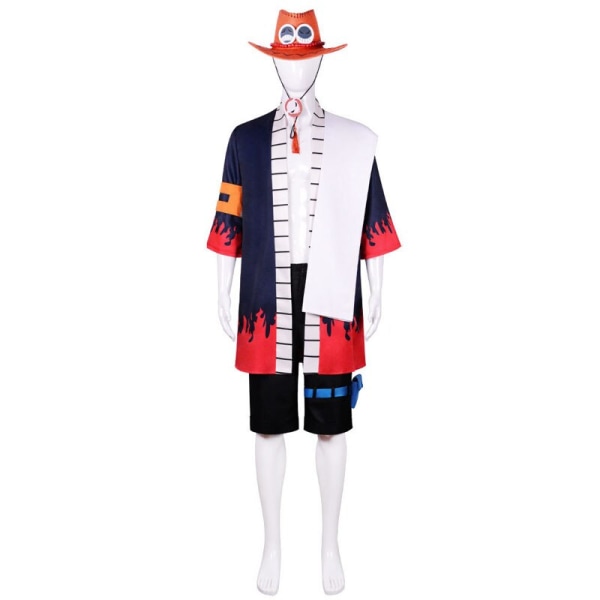 One Piece Portgas D Ace Cosplay Kostume Voksen Anime Kimono Sæt W Only Wig XL