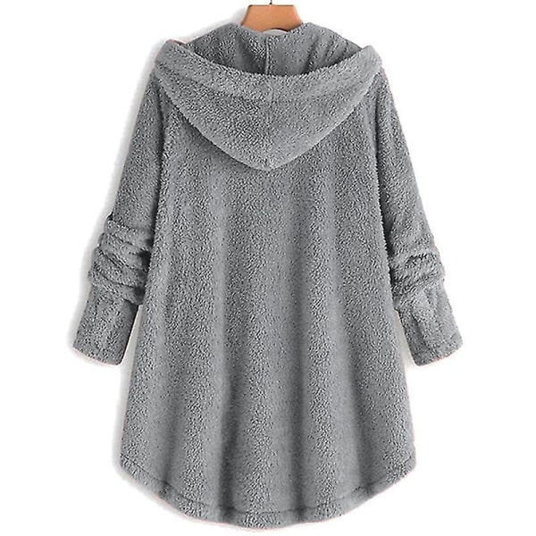 Bamsejakke med hette for kvinner Solid W Gray 5XL