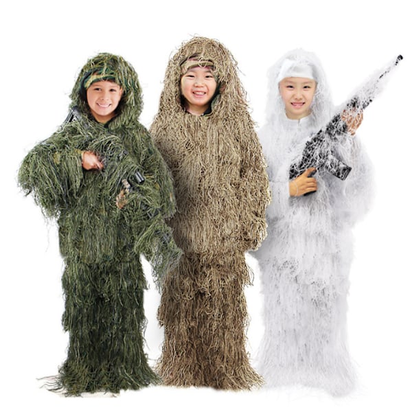 Barn Ghillie Kostymer Sniper Halloween Army Kostyme grønn2 green 130