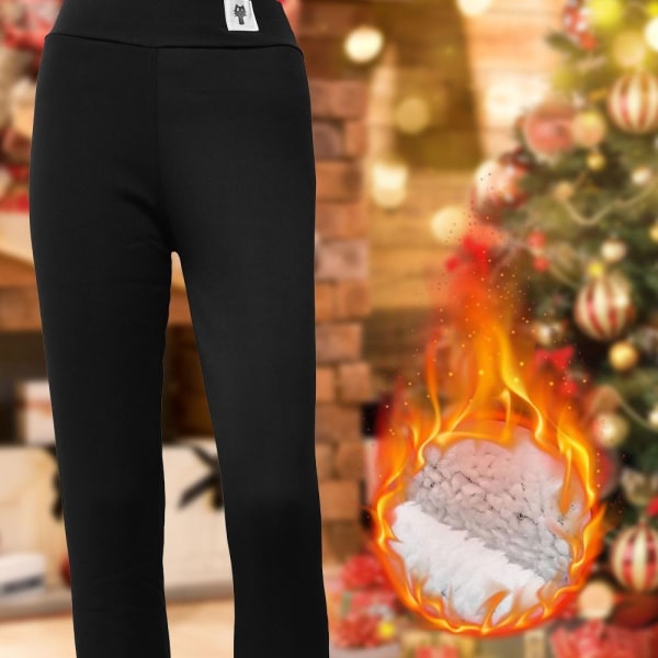 Fleecefodrade Leggings Vinter Leggings SVART y Black 2XL