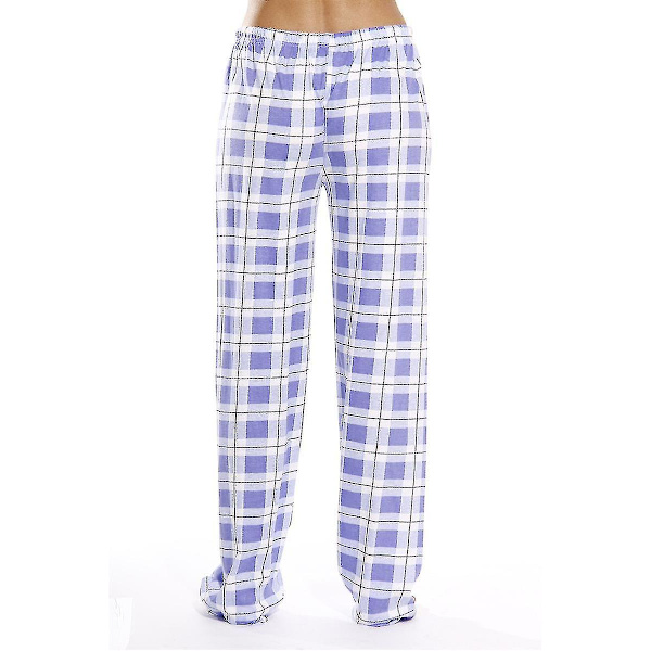 Naisten taskulliset pyjamahousut, pehmeät flanelliruudulliset pyjamahousut naisille purple L
