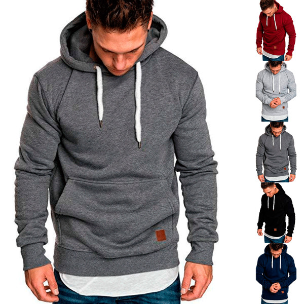 Herr långärmad huvtröja Luvtröja varm kappa Nytt mode H light grey XL