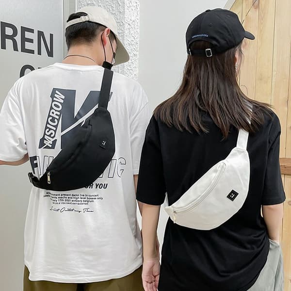 Dam Fanny Pack Midjeväskor Canvas Bum Bag SVART y black