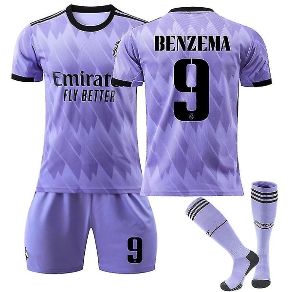 Benzema hjemmebanetrøje, udebanetrøje Benzema 9 W 2223 Away Kids 26(140-150CM)