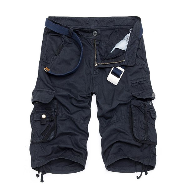 Mænds afslappede lommeoverall strandshorts. Navy Blue,32