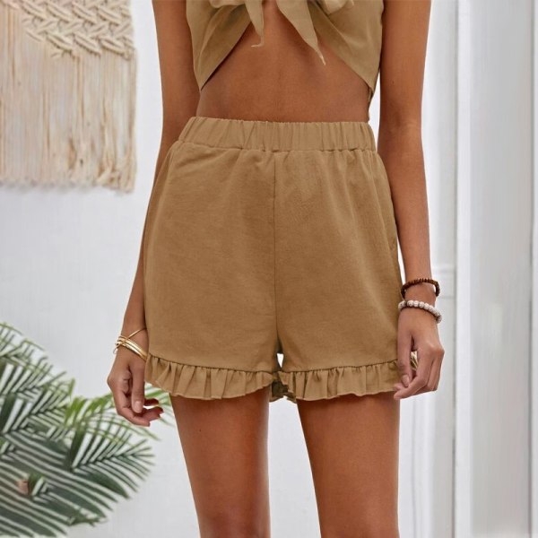 Naisten rantashortsit Elastic Wais -shortsit Hot Pants. Khaki S