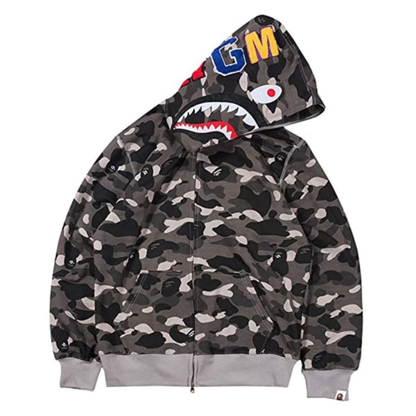 hark Mouth 3d print hættetrøje Wgm broderet cardigan camouflage hættetrøje V yz grey S