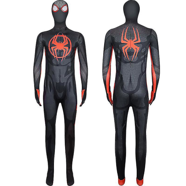 Kids Aldult Miles Morales Spider Man Cosplay Kostym Party Jumpsuit Spider-man: Across The Spider-verse Fancy Dress Jumpsuit (Lens eye mask) 180