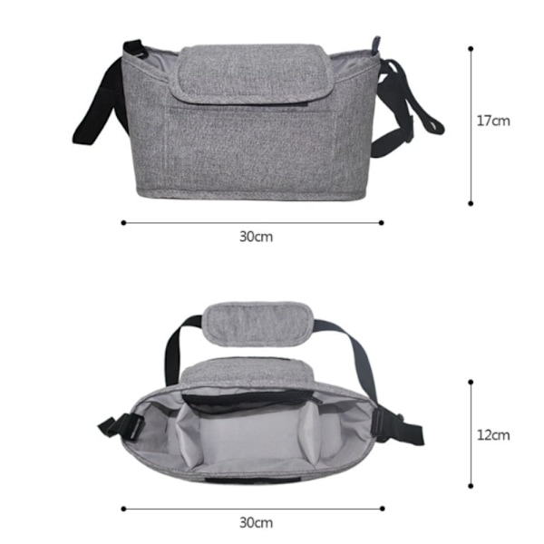 Barnvagnsväska Barnvagn Organizer GRÅ grey