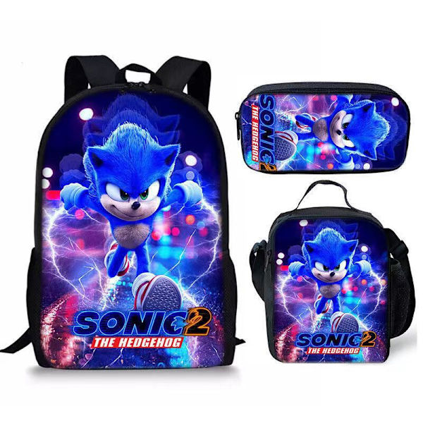 Ny Sonic barns skolväska animerad 3d- printed ryggsäck Sonic barns ryggsäck i tre set -1 #46