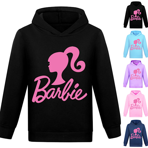 Barbie 3D-paintet lasten huppari takki piirretty pitkähihainen musta V. black 150cm