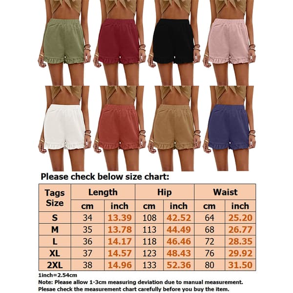 Dame strandshorts Elastisk talje Short Hot Pants. Red Wine 2XL