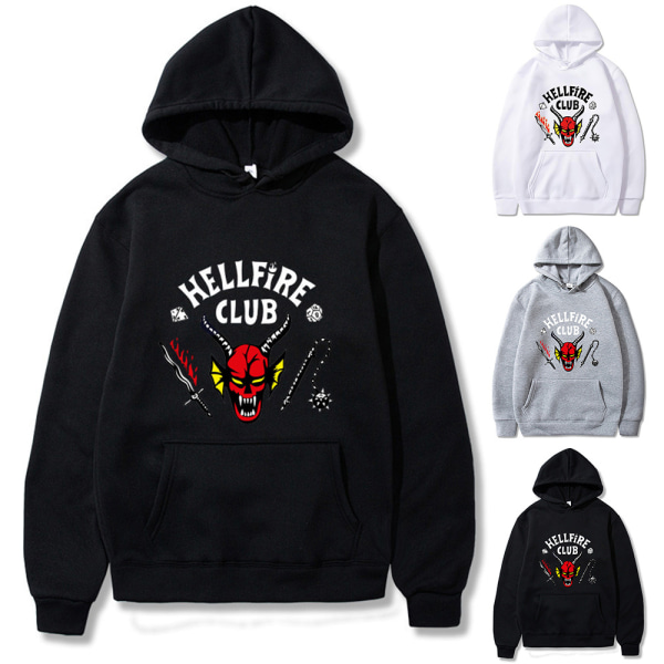 Stranger Things 4 Hellfire Club Hoodie Hooded Sweatshirt Topp W black XL