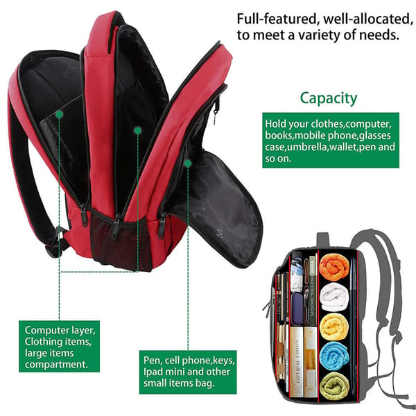 Överdimensionerad ryggsäck med laptopfack passar 18" noteb -1 red