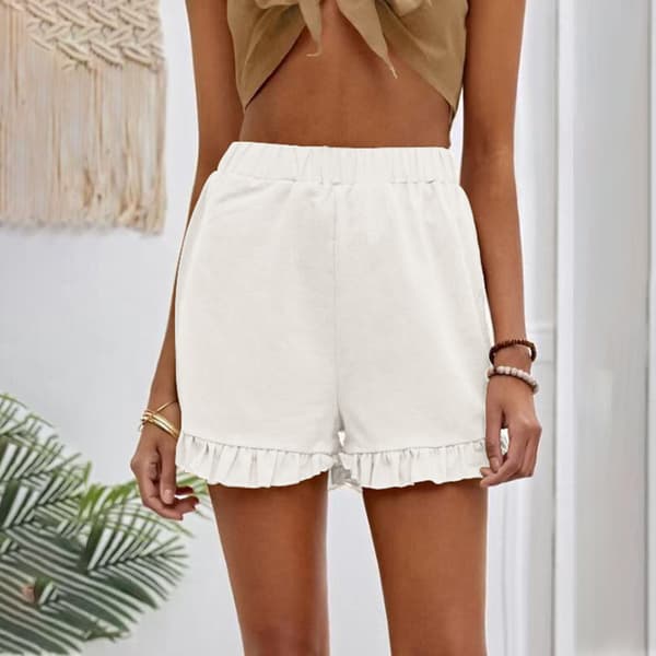 Dame strandshorts Elastisk talje Short Hot Pants. White L