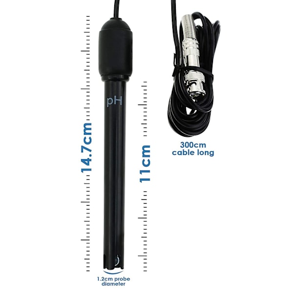 Kryc-Ph -elektrodi, 300 cm:n kaapeli ja BNC-liitäntä pH-mittarille (BNC pH-elektrodi)2