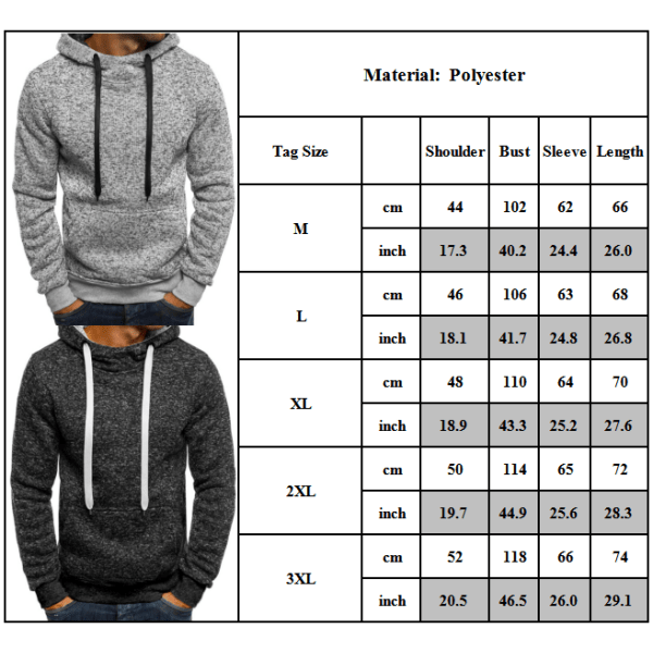 ångärmad tröja för män Relaxed Fit Sweatshirt Casual Hoodie W light grey L