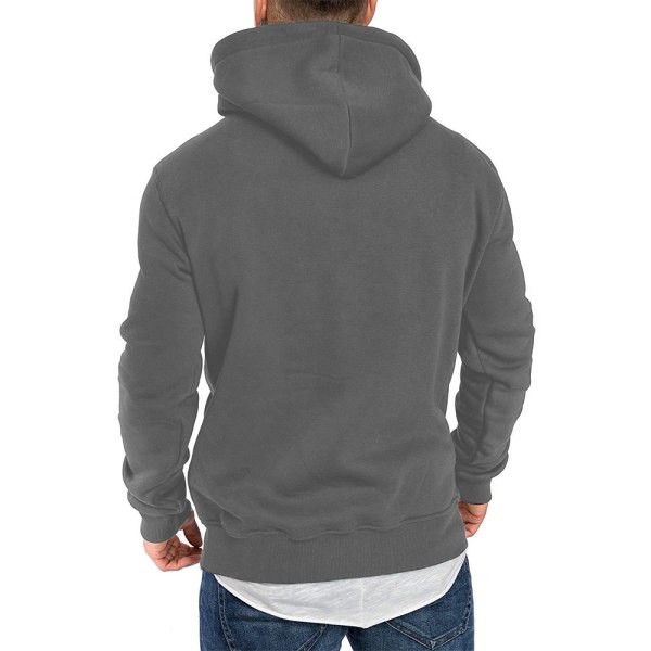 Langermet hettegenser for menn varm frakk New Fashion H dark grey L