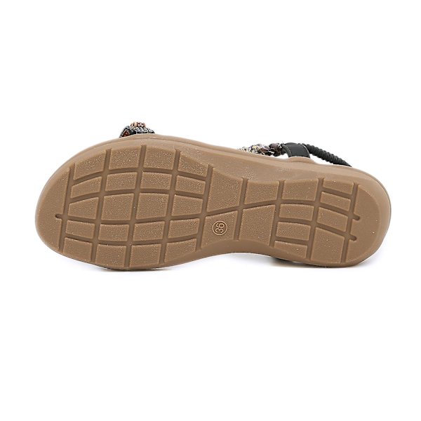 Sommar nya damsandaler Elastiskt band Lätt och bekväm sandaler Z Black EU 39