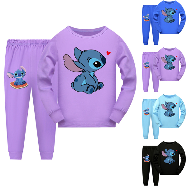 2st Kids Pyjamas Stitch Långärmad Pullover Set Nattkläder y purple 150cm