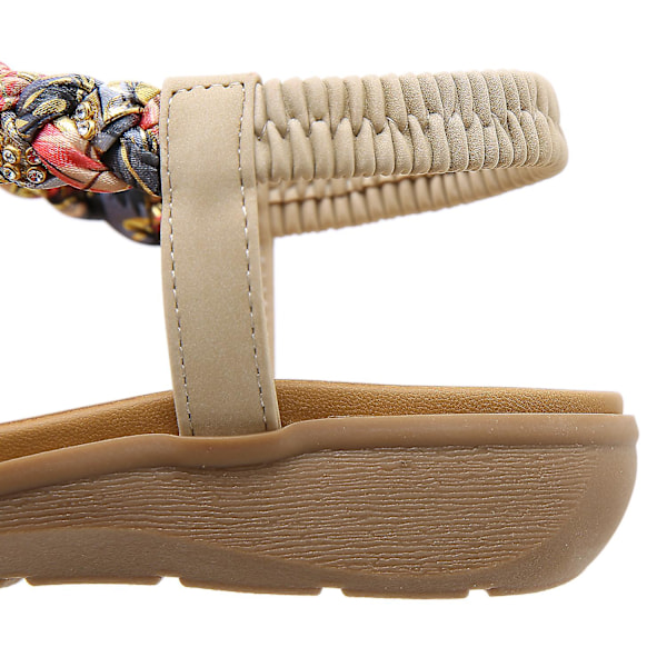 Sommar nya damsandaler Elastiskt band Lätt och bekväm sandaler Z Apricot EU 41