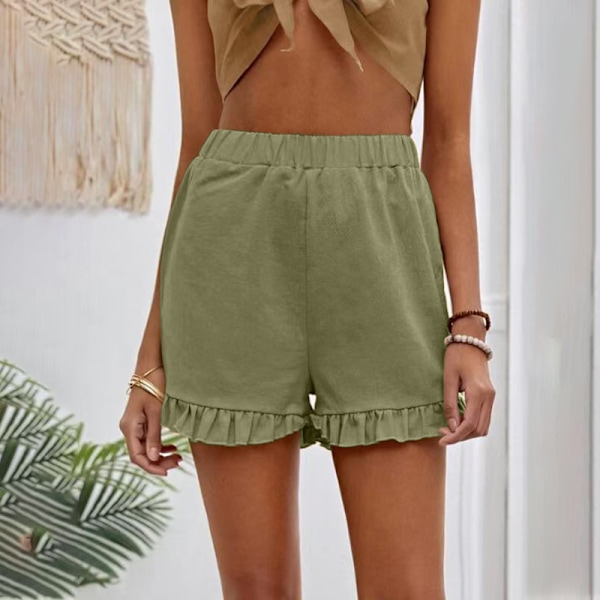 Naisten rantashortsit, joustavat vyötäröhousut. Army Green M