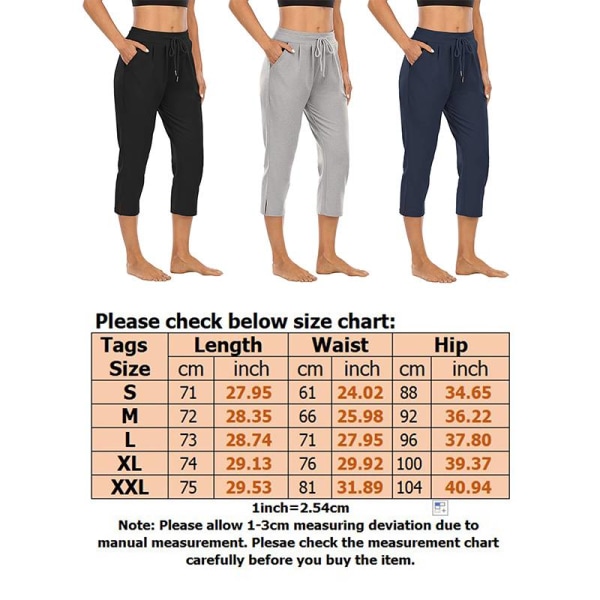 Kvinner Yogabukser med høy midje Fitness Løpelommer Bukser Z Dark Blue,XL