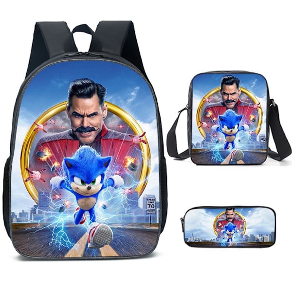 Ny Sonic barns skolväska animerad 3d- printed ryggsäck Sonic barns ryggsäck i tre set -1 #15