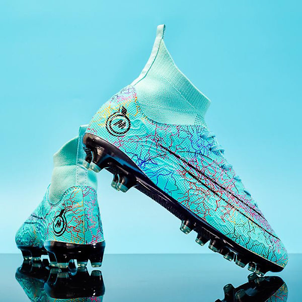 Fotbollsskor för män Halkfria fotbollsskor Klossar Gräs Fotbollssneakers Yj068A W Blue 39