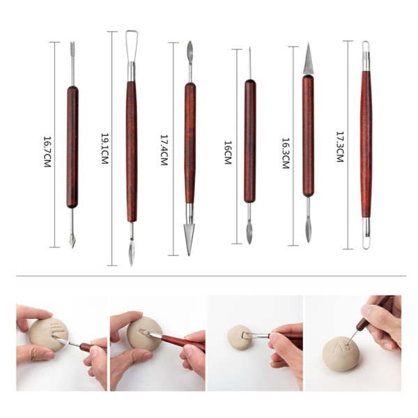 17 st Pottery Clay Sculpting Tools Polymer Clay Tools, Wood Carving Tools Pottery Clay Modeling Tools Double Ended for