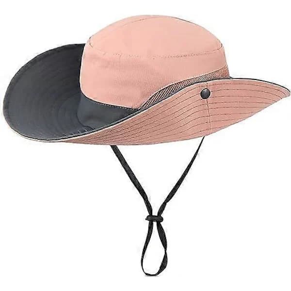 Dame UV-beskyttende foldbare solhatte med mesh, bred skygge, strandfiskehat med hestehalehul