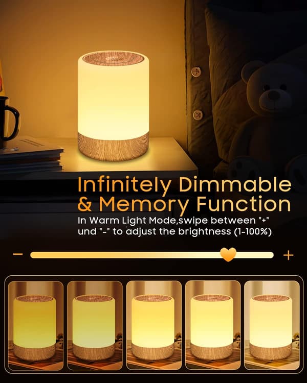 Dimmable Bedside Lamp with Touch, 256 RGB Color Changing Warm LED Desk Lamp-yux