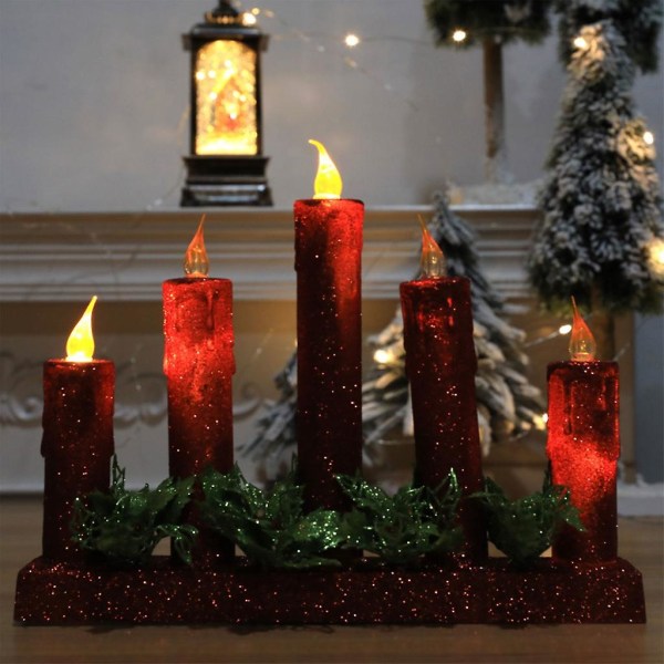 Christmas Electric Candle Lights Glow LED Night Light Ornament Supplies