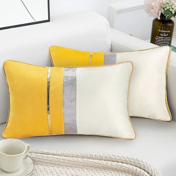 Moderne rektangulære putetrekk Dekorative ensfargede lange putetrekk for sofa Benk Soverom Bilstol Gul 30x50cm