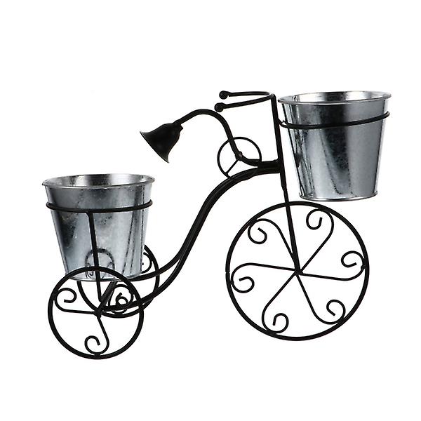 1 st cykelformad växtställ i järn, utsökt blomkruka, svart 36x16 cm Black 36X16CM