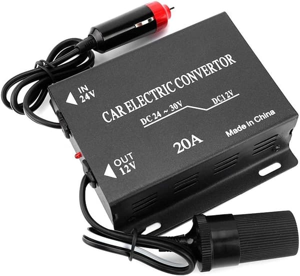24V til 12V omformer - 20A bilspenningsreduserende strømkonverterer aluminiumslegering nedtrappingstransformator