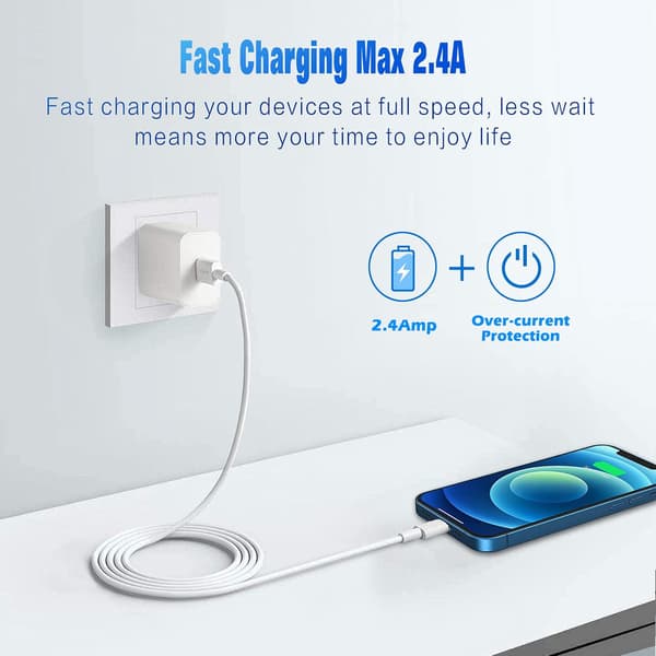 iPhone-lader Lightning-kabel, 2-pakning Apple MFi-sertifisert USB iPhone-hurtigladekabel
