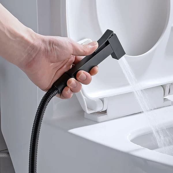 WC-brusersæt, sort håndholdt bidet-spray i messing