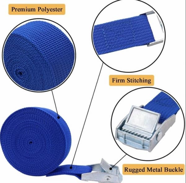 4m x 2.5cm Ratchet Strap, Tie Down Straps for Car, Motorcycle, Trailer, 250kg Load, 6-Pack
