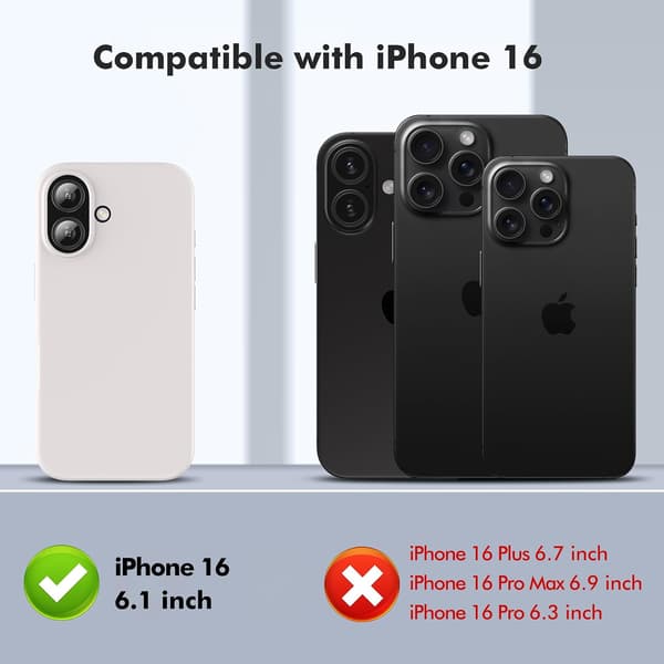 Silicone Case Compatible with iPhone 16 Case Soft Ultra-Thin Protective Shockproof Liquid Silicone Phone Case, 6.1 \" White