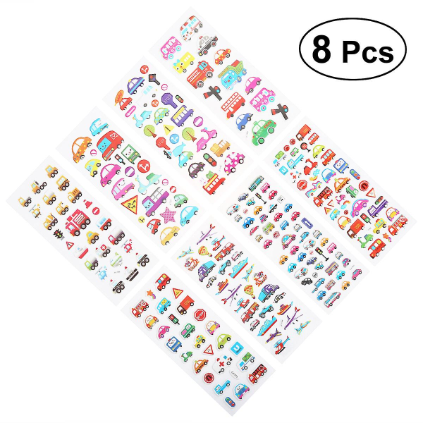8 kpl Lasten Tarrat Kuplat Piirrosajoneuvot Tarrat Lapsille Opettajille Opiskelijoille Taaperoille Scrapboo Assorted Color
