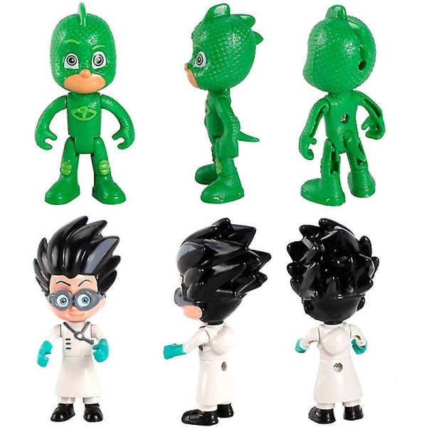 Sæt med 6 Pyjamasmaske Catboy Kappe Actionfigur Børnelegetøj Gave